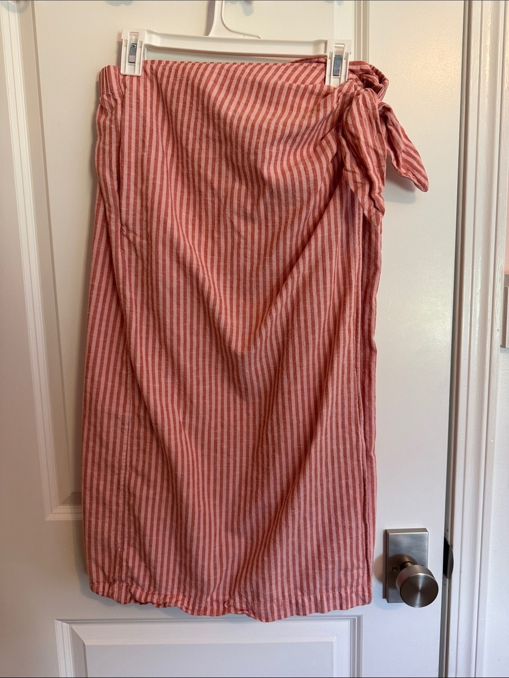Striped Pink Tie-Waist Maxi Skirt